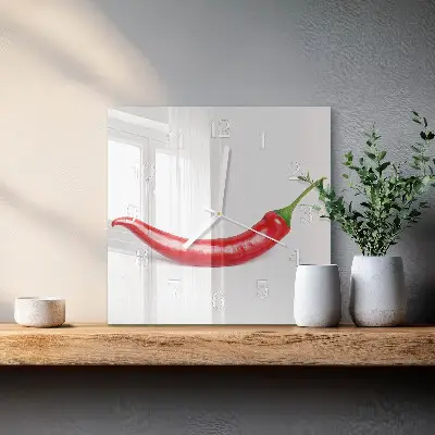 Quadratische wanduhr modern Chili-Pfeffer