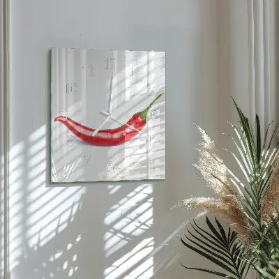 Quadratische wanduhr modern Chili-Pfeffer