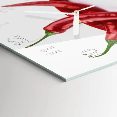 Moderne wanduhr quadratisch Chilischoten