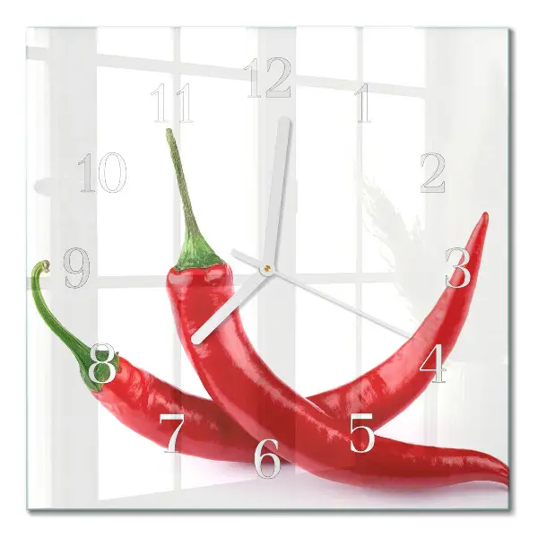 Quadratische wanduhr modern Chilischoten