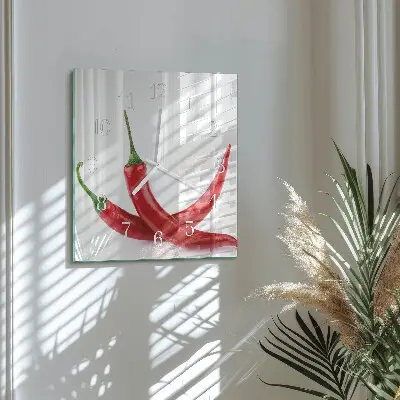 Quadratische wanduhr modern Chilischoten
