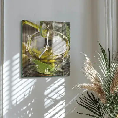 Quadratische wanduhr Olivenöl