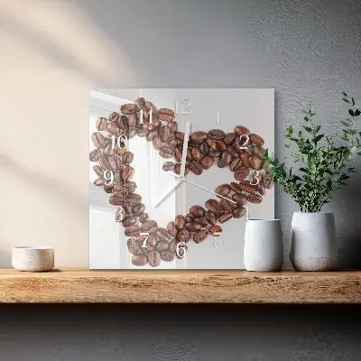 Glasuhr quadratisch Kaffeebohnen