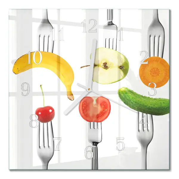 Quadratische wanduhr modern Obst