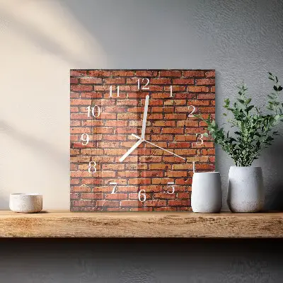Quadratische wanduhr modern Ziegelmauer