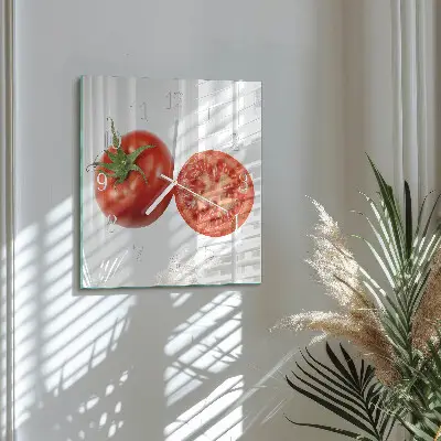 Quadratische wanduhr Tomaten