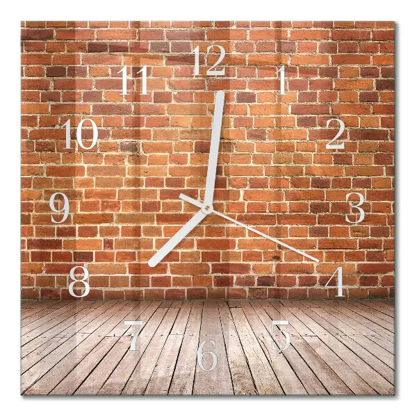 Quadratische wanduhr modern Ziegelmauer