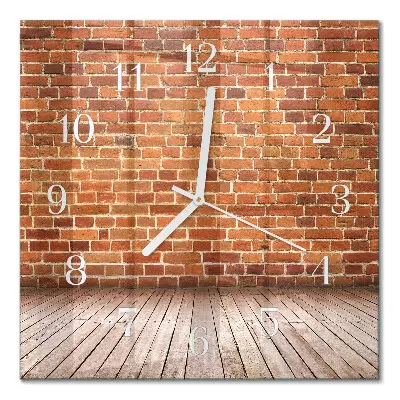 Quadratische wanduhr modern Ziegelmauer