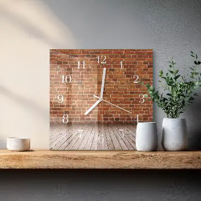 Quadratische wanduhr modern Ziegelmauer