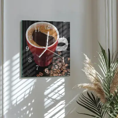 Moderne wanduhr quadratisch Eine Tasse Kaffee