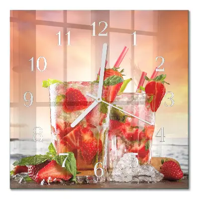 Quadratische wanduhr Erdbeeren