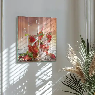 Quadratische wanduhr Erdbeeren