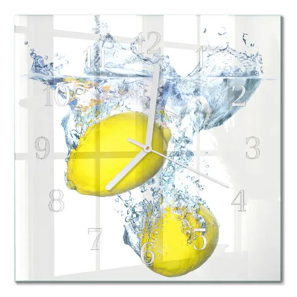 Quadratische wanduhr Zitronen in Wasser