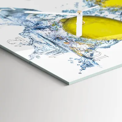 Quadratische wanduhr Zitronen in Wasser