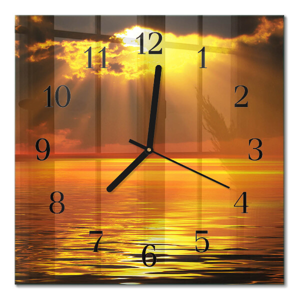Quadratische wanduhr modern Sonnenuntergang