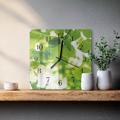 Quadratische wanduhr Blätter