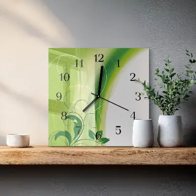 Quadratische wanduhr modern Blumenmuster