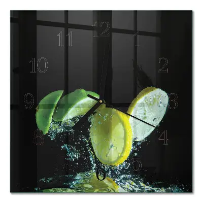Moderne wanduhr quadratisch Zitrone und Limette