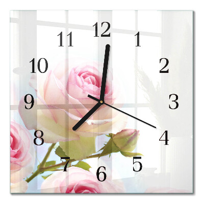 Quadratische wanduhr Rose