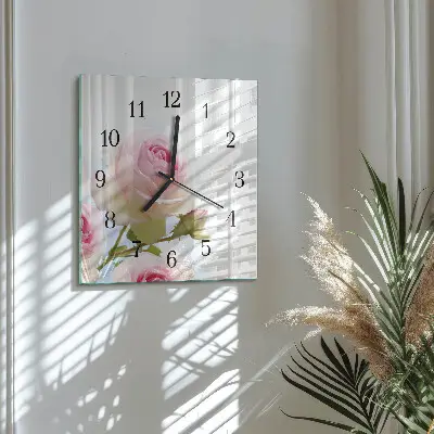 Quadratische wanduhr Rose