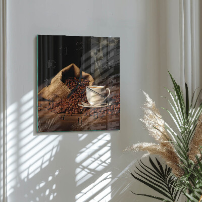 Moderne wanduhr quadratisch Kaffeebohnen