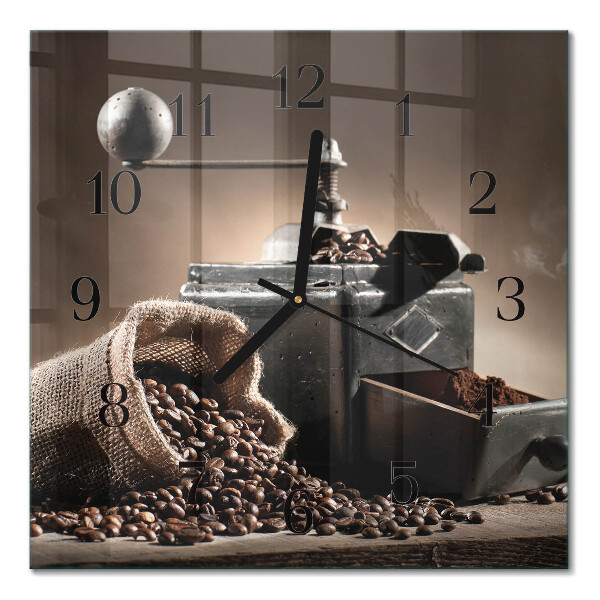 Quadratische wanduhr Kaffeemühle