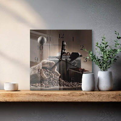 Quadratische wanduhr Kaffeemühle