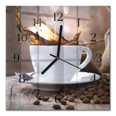 Quadratische wanduhr Kaffee