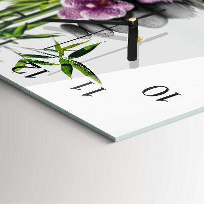 Quadratische wanduhr modern Steine ​​und Orchideen