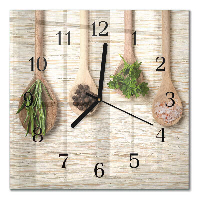 Quadratische wanduhr modern Holzlöffel