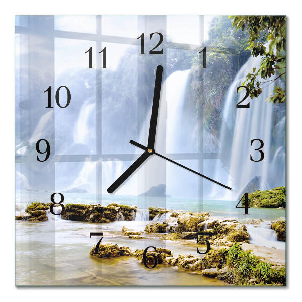 Quadratische wanduhr Wasserfall