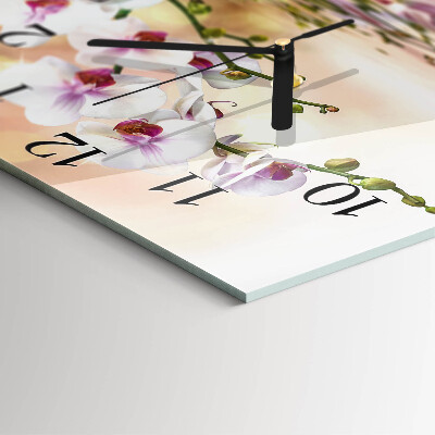 Quadratische wanduhr Orchidee
