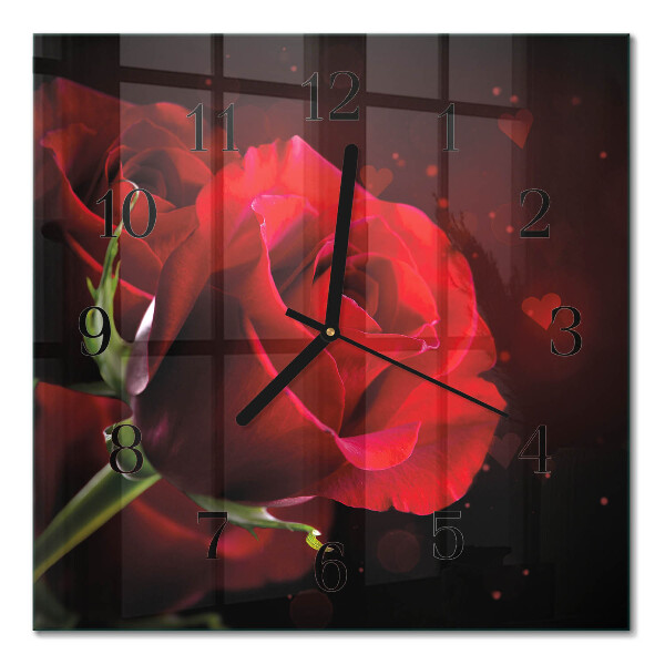 Quadratische wanduhr Rosen