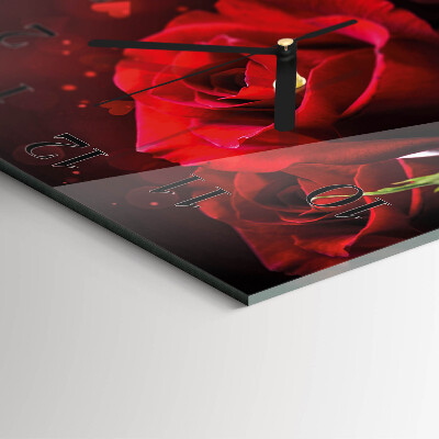 Quadratische wanduhr Rosen