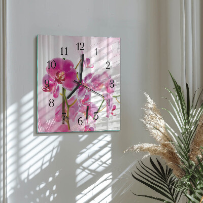 Glasuhr quadratisch Orchidee