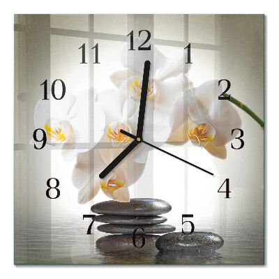 Quadratische wanduhr modern Orchidee