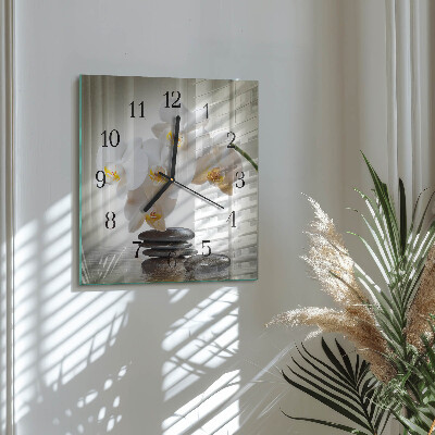 Quadratische wanduhr modern Orchidee
