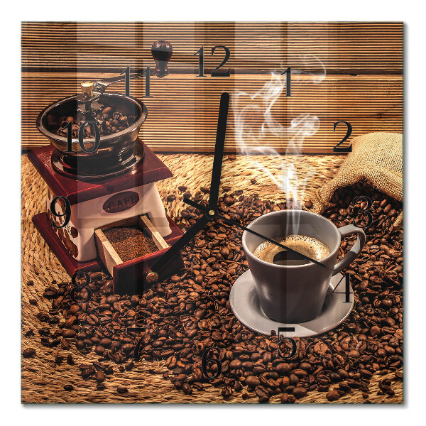 Wanduhr mit motiv quadratisch Kaffeebohnen
