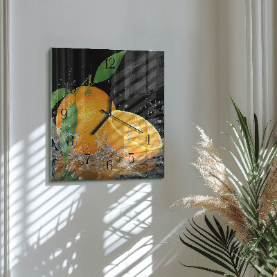 Glasuhr quadratisch Orangen