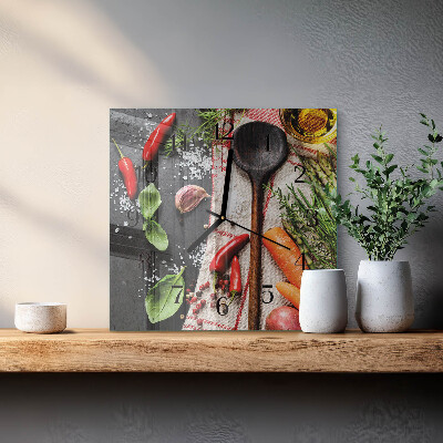 Quadratische wanduhr Gewürze