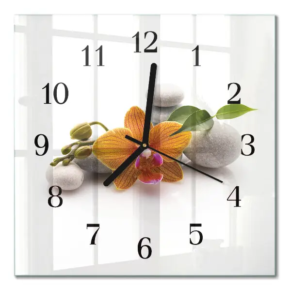 Quadratische wanduhr Orchidee