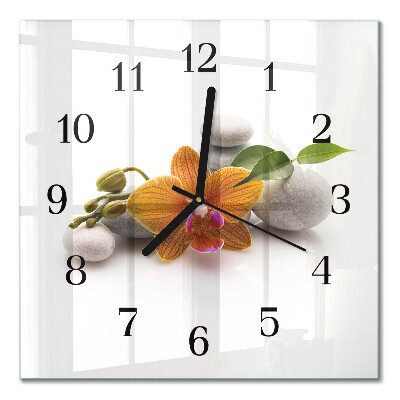Quadratische wanduhr Orchidee