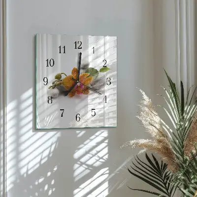 Quadratische wanduhr Orchidee