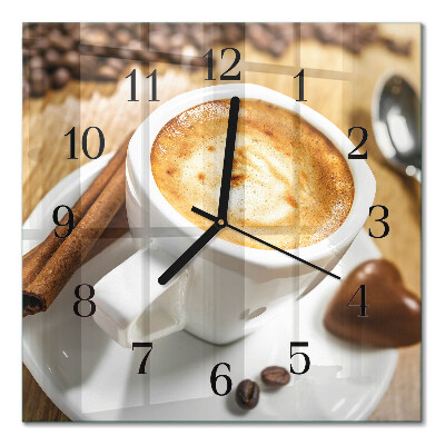 Quadratische wanduhr Kaffee