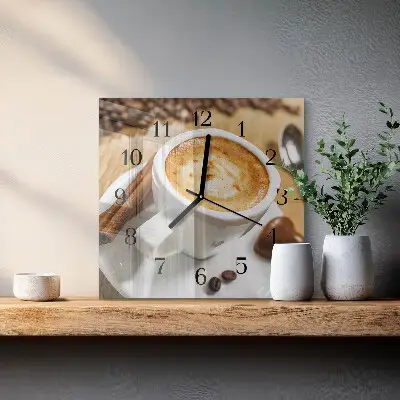 Quadratische wanduhr Kaffee