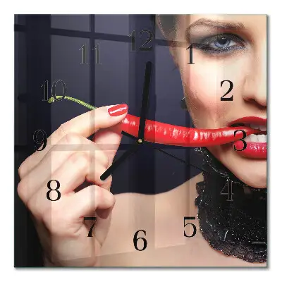 Quadratische wanduhr modern Chili-Pfeffer