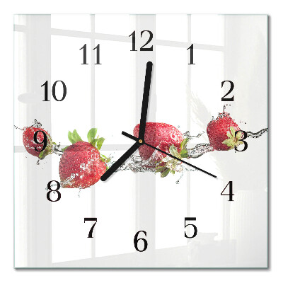 Moderne wanduhr quadratisch Erdbeeren in Wasser