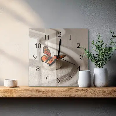 Quadratische wanduhr Schmetterling