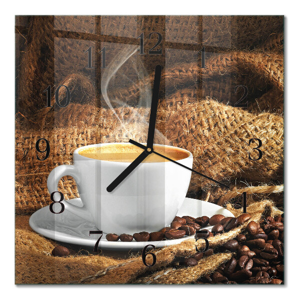 Quadratische wanduhr Kaffeebohnen