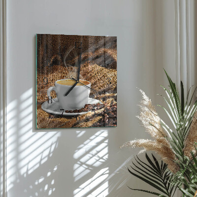 Quadratische wanduhr Kaffeebohnen